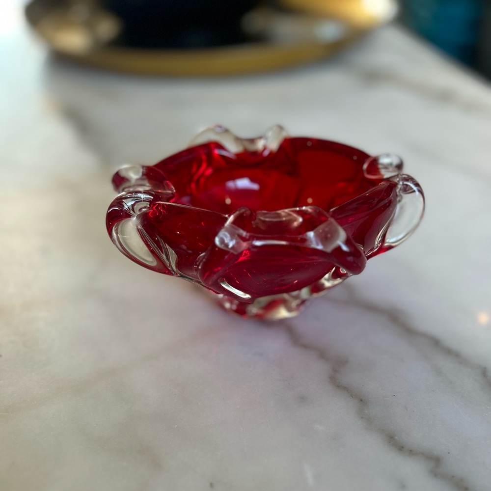 Red Murano Glass Ashtray / Small Dish | Handcrafted Italian Art